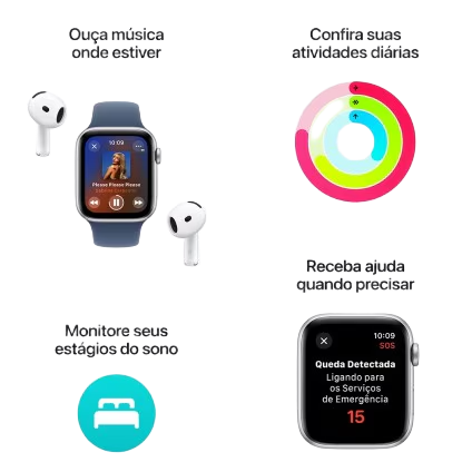 Apple Watch SE GPS • Caixa prateada de alumínio – 44 mm • Pulseira esportiva denim – M/G 3